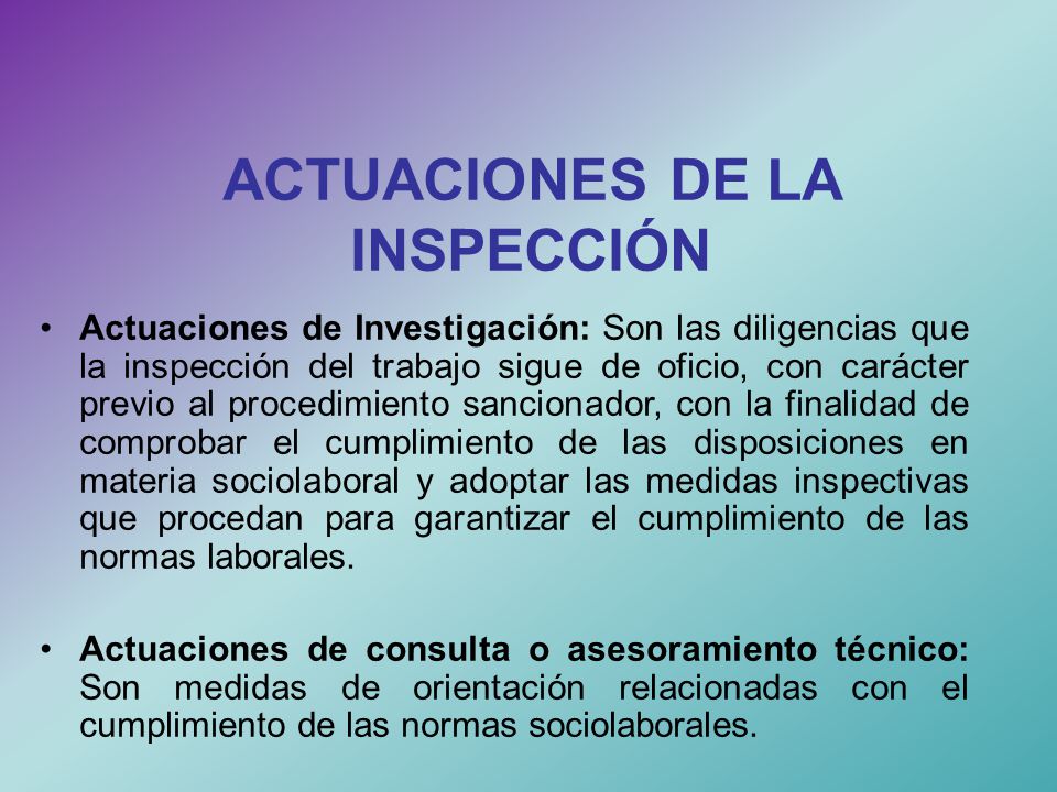 ACTUACIONES DE LA INSPECCIÓN