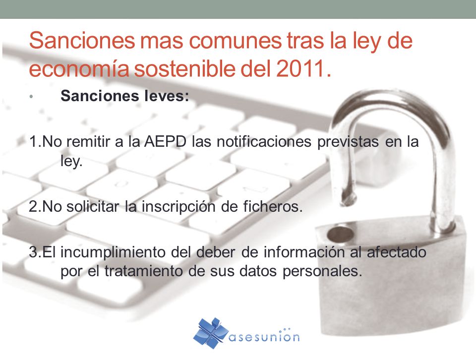 Sanciones mas comunes tras la ley de economía sostenible del 2011.