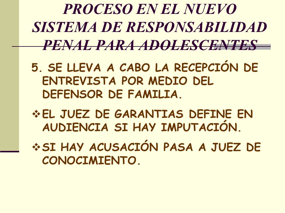 PROCESO EN EL NUEVO SISTEMA DE RESPONSABILIDAD PENAL PARA ADOLESCENTES