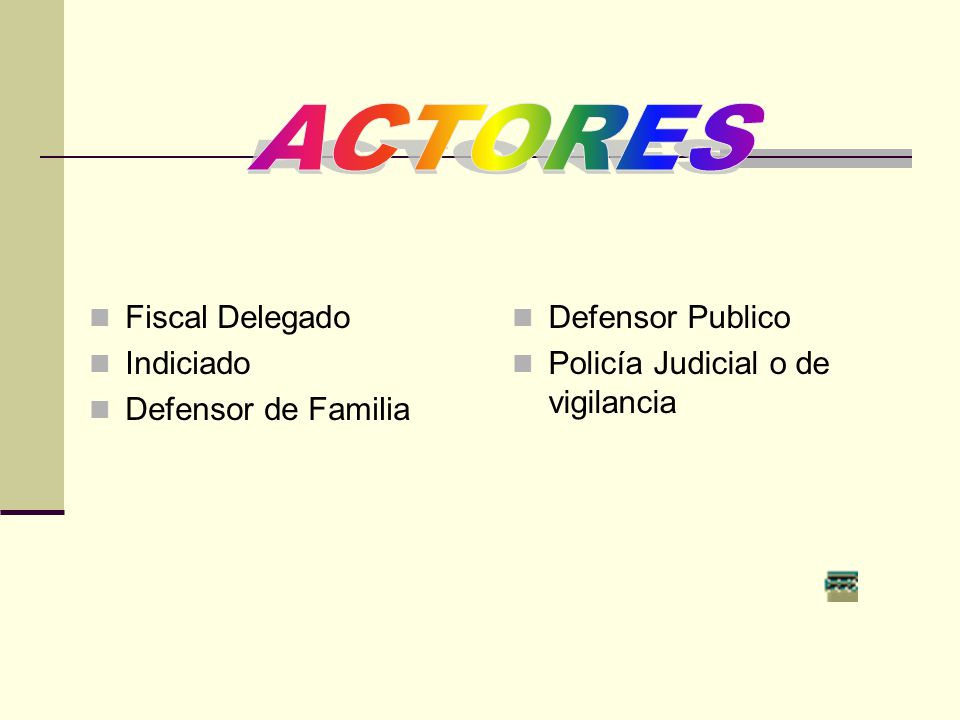 ACTORES Fiscal Delegado Indiciado Defensor de Familia Defensor Publico