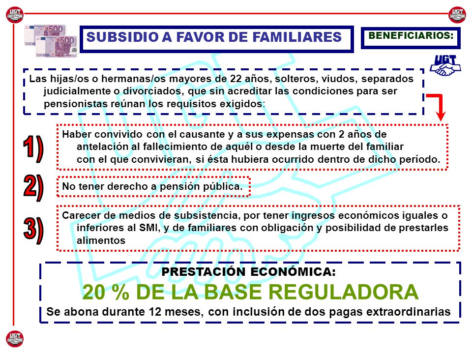 1) 2) 3) 20 % DE LA BASE REGULADORA SUBSIDIO A FAVOR DE FAMILIARES