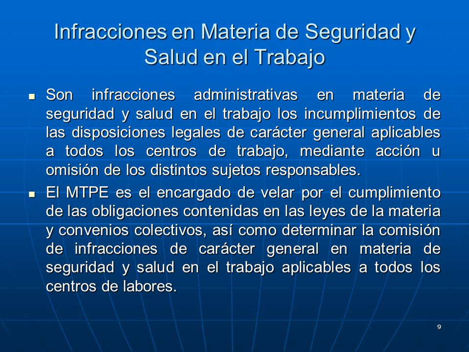 Infracciones en Materia de Seguridad y Salud en el Trabajo