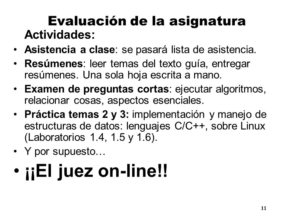 Evaluación de la asignatura