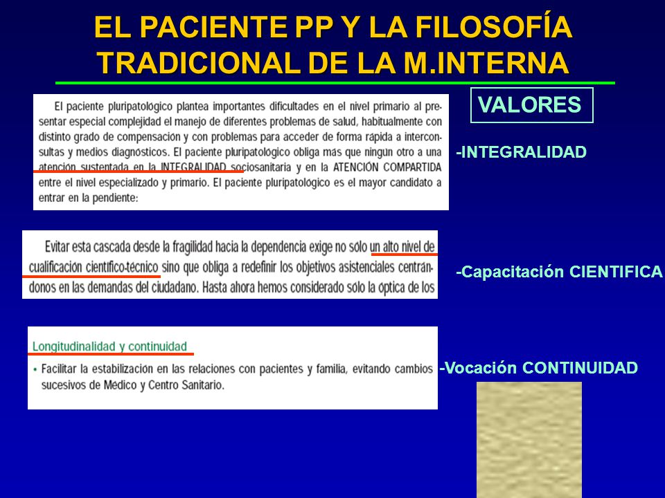 EL PACIENTE PP Y LA FILOSOFÍA TRADICIONAL DE LA M.INTERNA