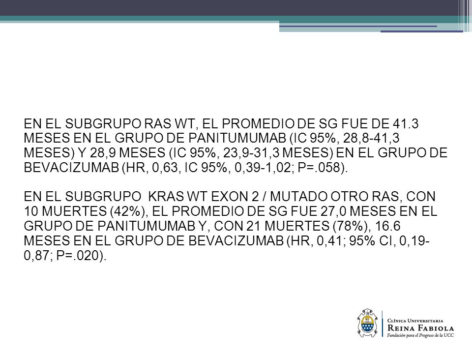 EN EL SUBGRUPO RAS WT, EL PROMEDIO DE SG FUE DE 41