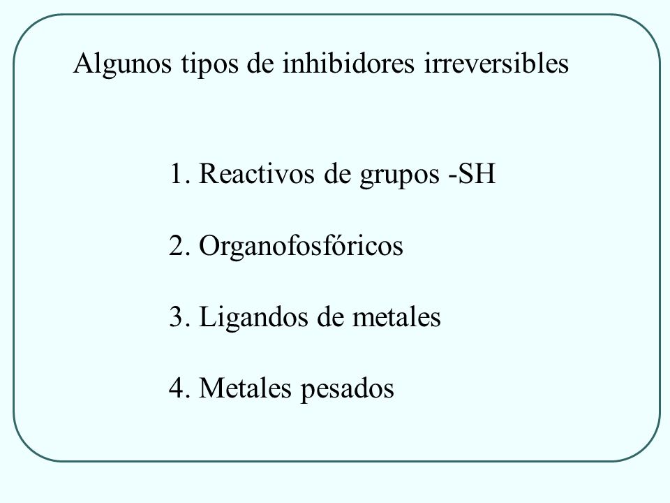 Algunos tipos de inhibidores irreversibles