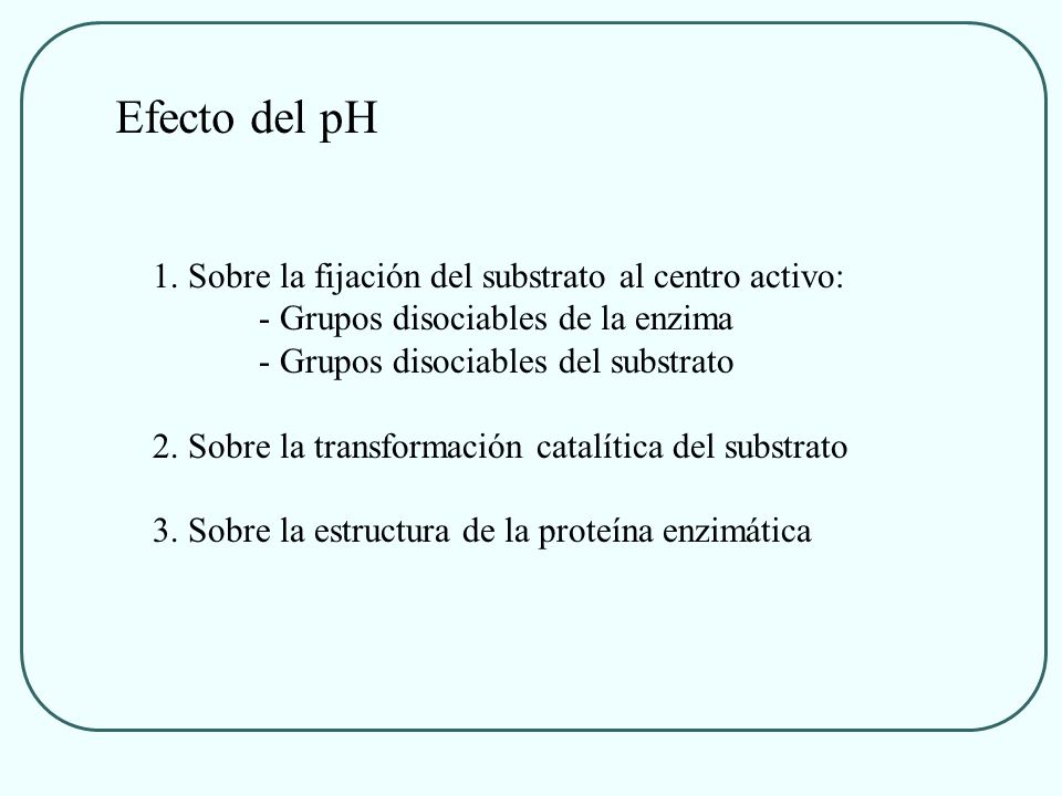 Efecto del pH 1. Sobre la fijación del substrato al centro activo: