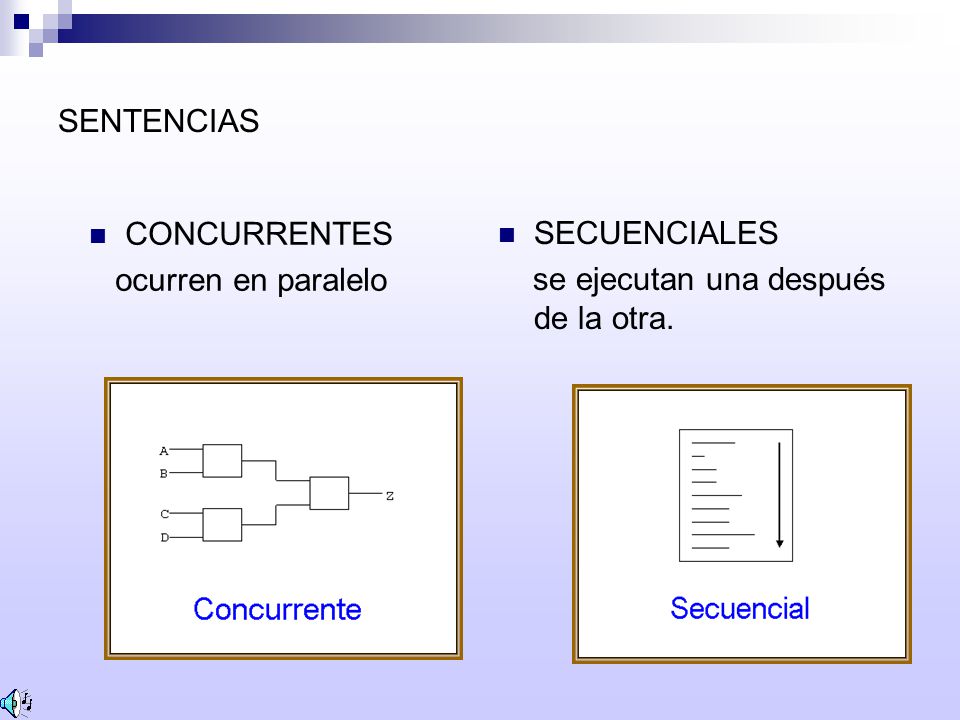 SENTENCIAS CONCURRENTES ocurren en paralelo SECUENCIALES se ejecutan una después de la otra.