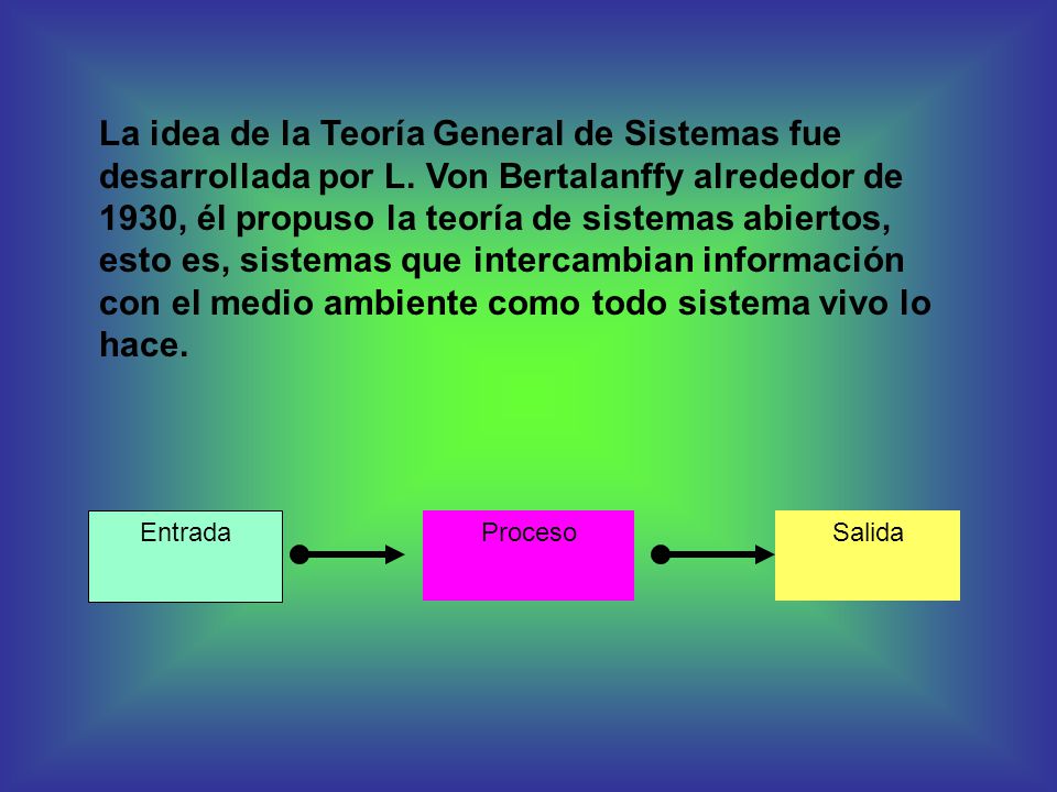 La idea de la Teoría General de Sistemas fue desarrollada por L