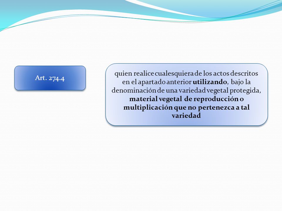 quien realice cualesquiera de los actos descritos en el apartado anterior utilizando, bajo la denominación de una variedad vegetal protegida, material vegetal de reproducción o multiplicación que no pertenezca a tal variedad