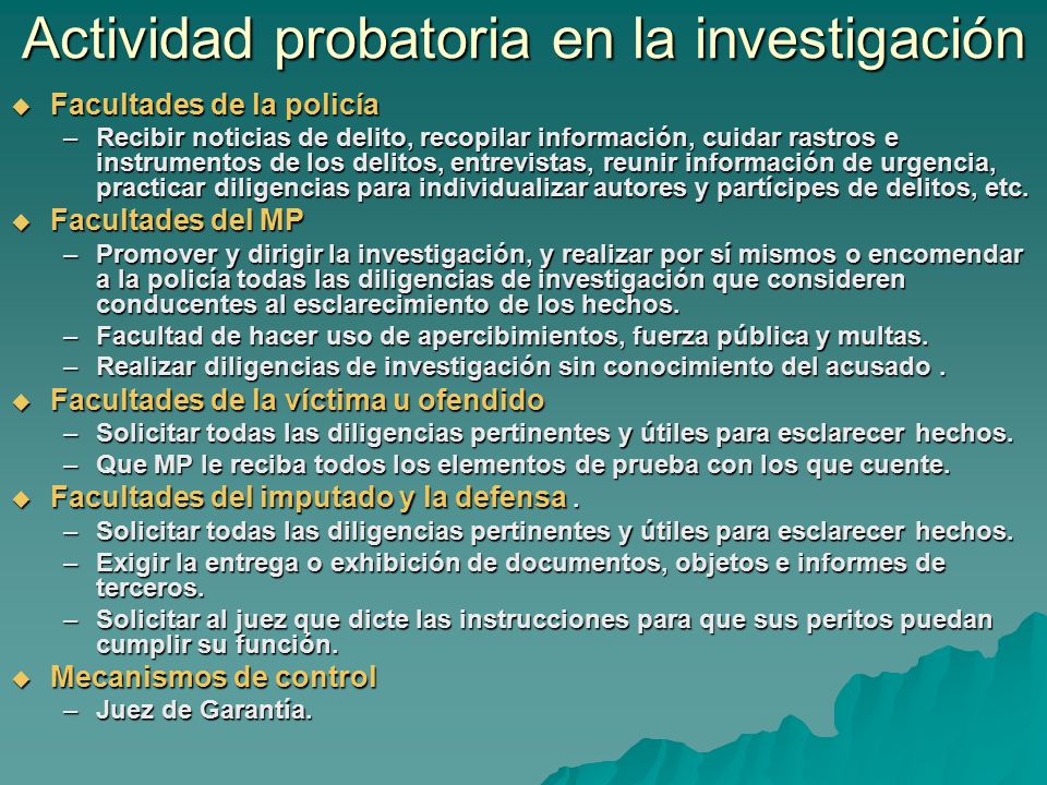 Actividad probatoria en la investigación