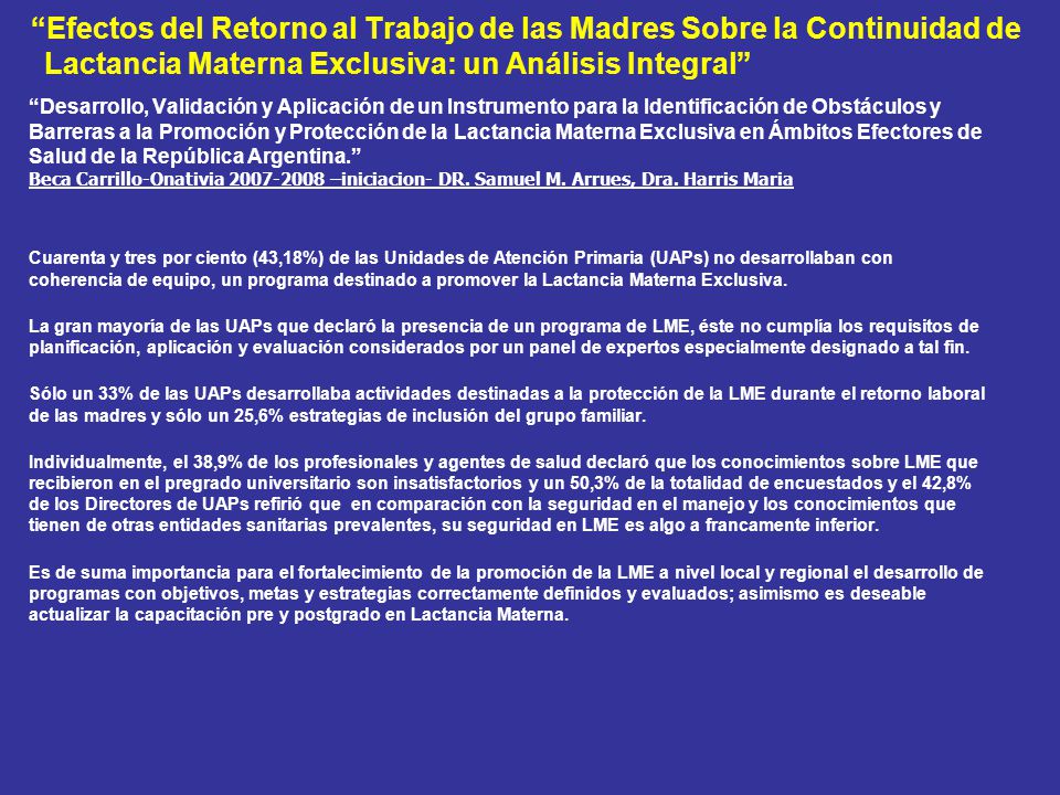 Efectos del Retorno al Trabajo de las Madres Sobre la Continuidad de Lactancia Materna Exclusiva: un Análisis Integral