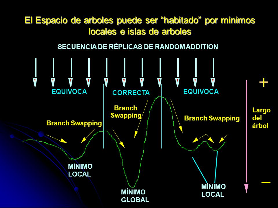 El Espacio de arboles puede ser habitado por minimos locales e islas de arboles