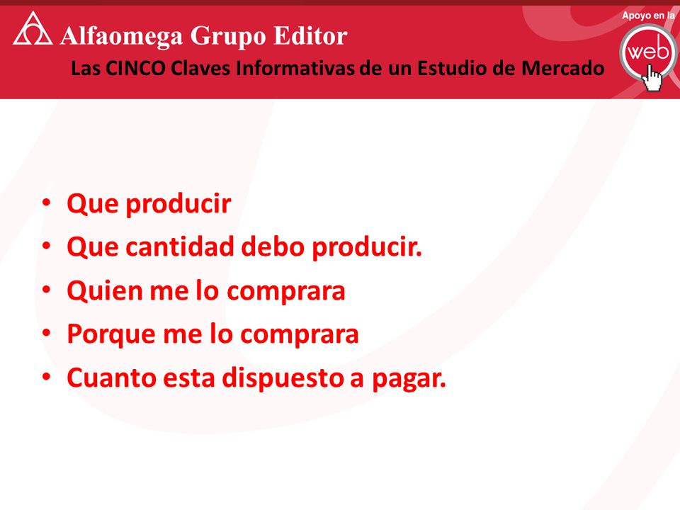 Las CINCO Claves Informativas de un Estudio de Mercado