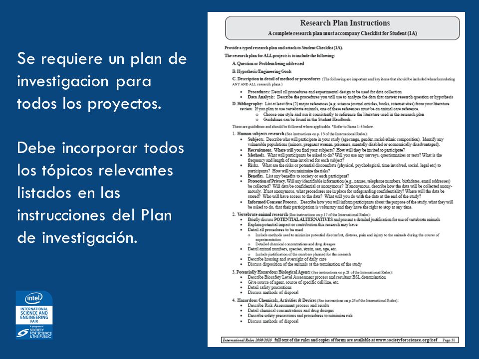 Se requiere un plan de investigacion para todos los proyectos.