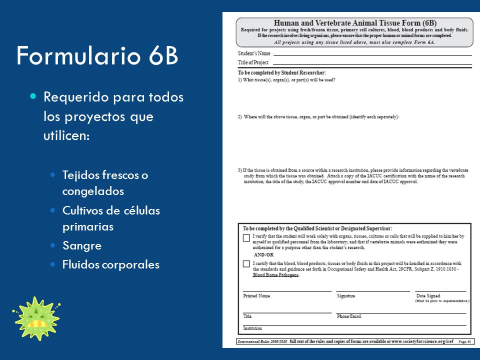 Formulario 6B Requerido para todos los proyectos que utilicen: