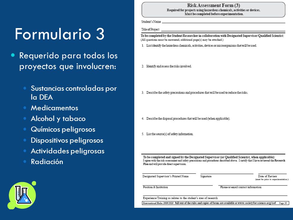 Formulario 3 Requerido para todos los proyectos que involucren:
