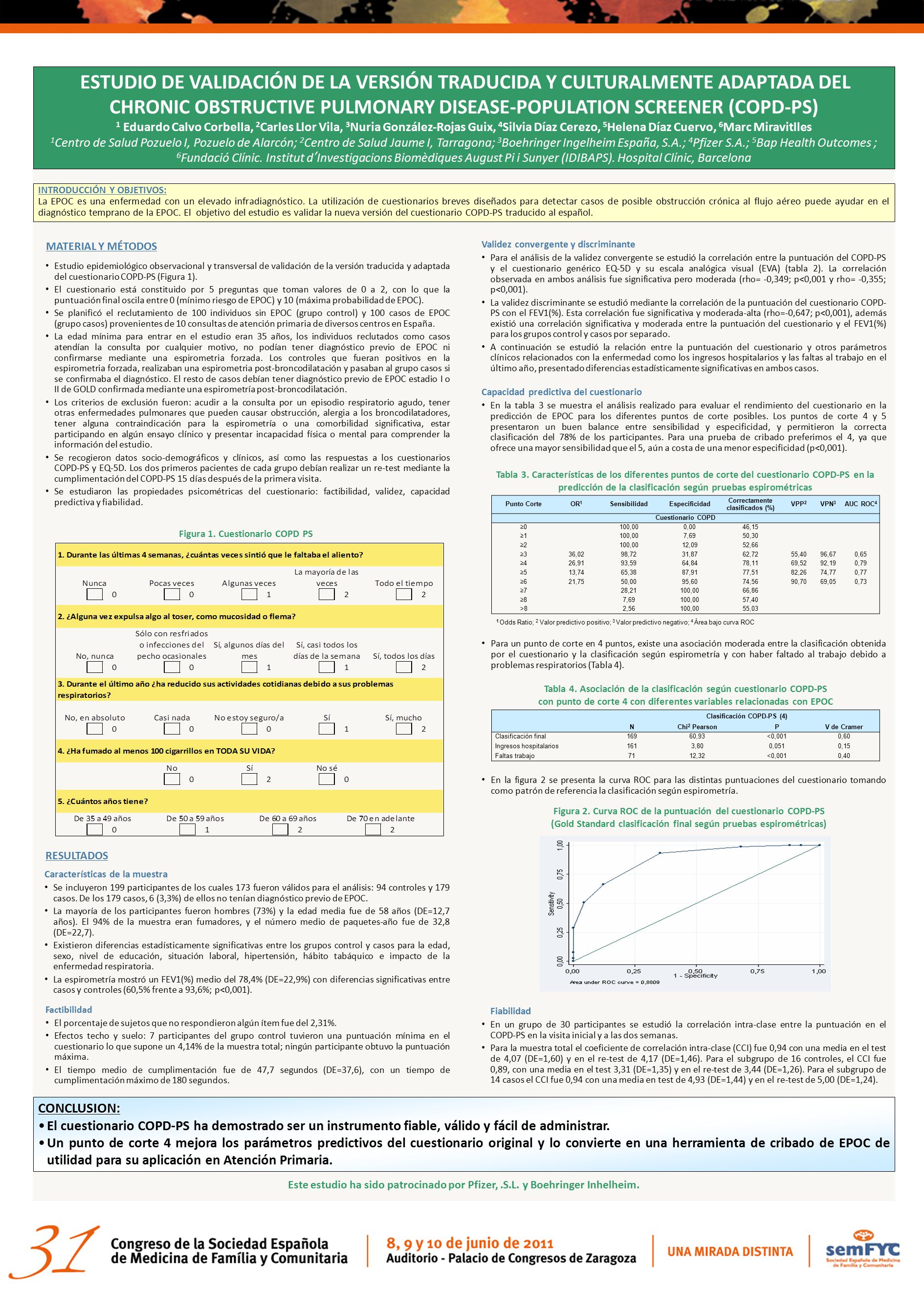 ESTUDIO DE VALIDACIÓN DE LA VERSIÓN TRADUCIDA Y CULTURALMENTE ADAPTADA DEL CHRONIC OBSTRUCTIVE PULMONARY DISEASE-POPULATION SCREENER (COPD-PS)