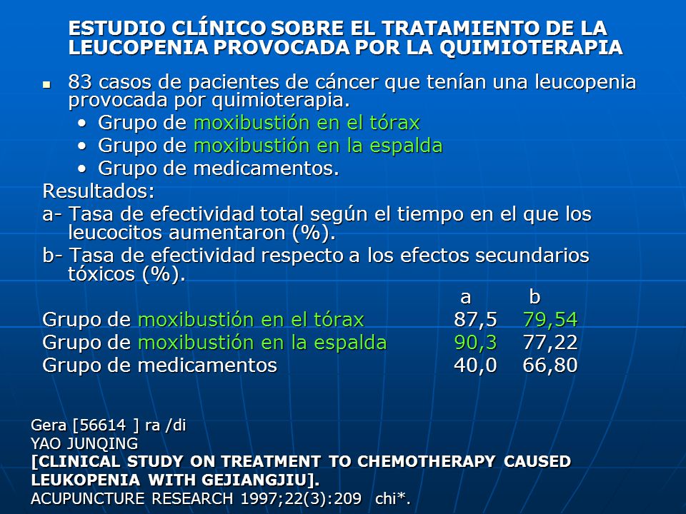 ESTUDIO CLÍNICO SOBRE EL TRATAMIENTO DE LA LEUCOPENIA PROVOCADA POR LA QUIMIOTERAPIA