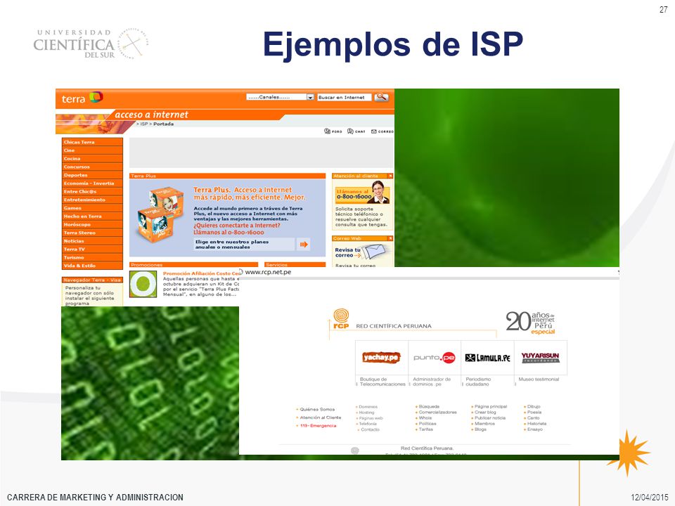 Ejemplos de ISP CARRERA DE MARKETING Y ADMINISTRACION 10/04/2017