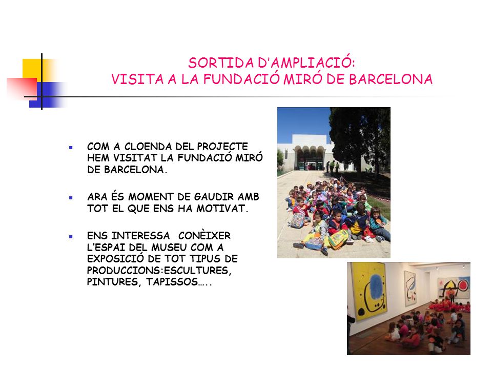 SORTIDA D’AMPLIACIÓ: VISITA A LA FUNDACIÓ MIRÓ DE BARCELONA