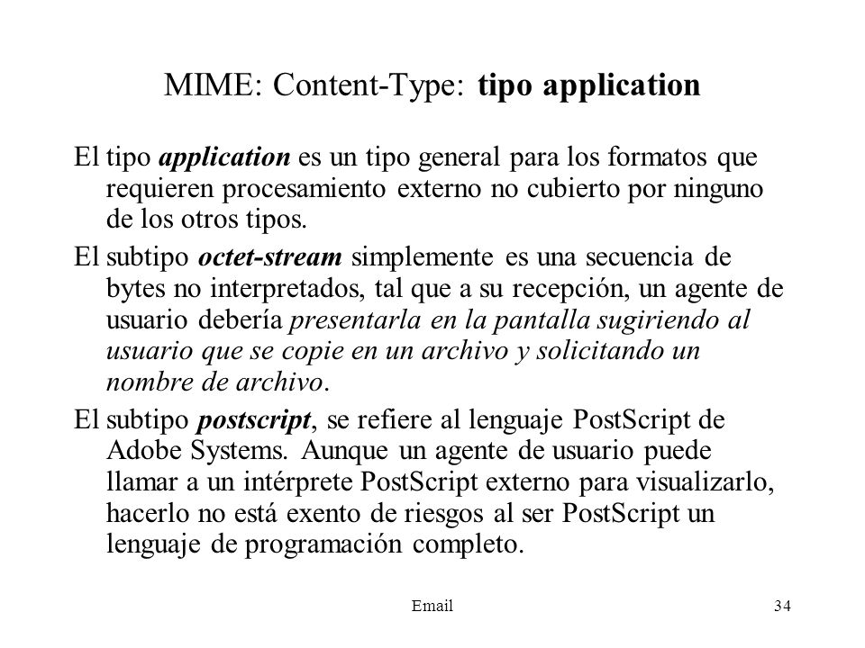MIME: Content-Type: tipo application