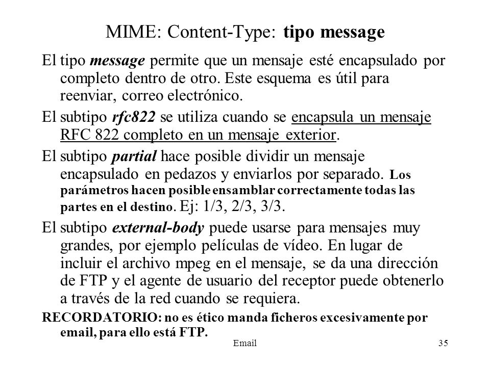 MIME: Content-Type: tipo message