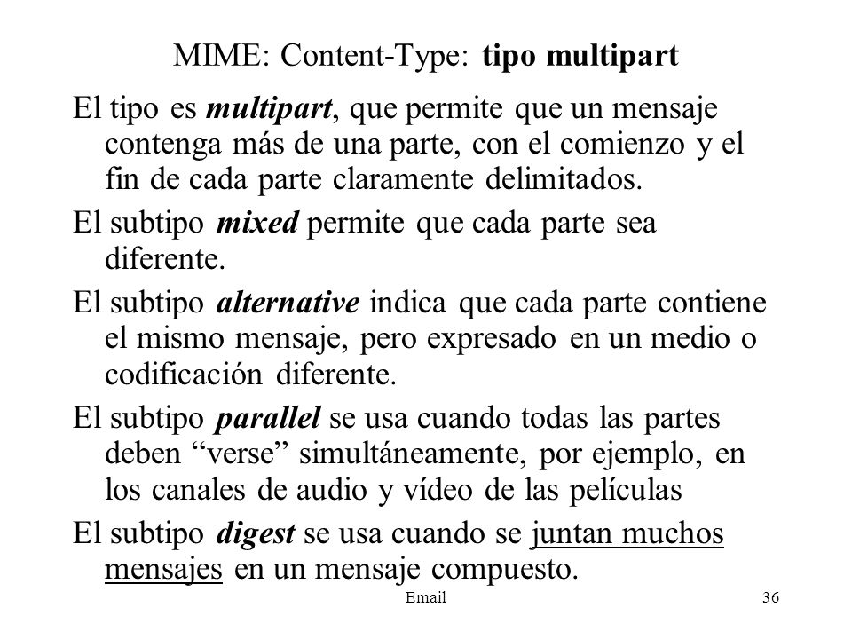 MIME: Content-Type: tipo multipart