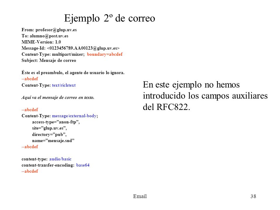 Ejemplo 2º de correo En este ejemplo no hemos