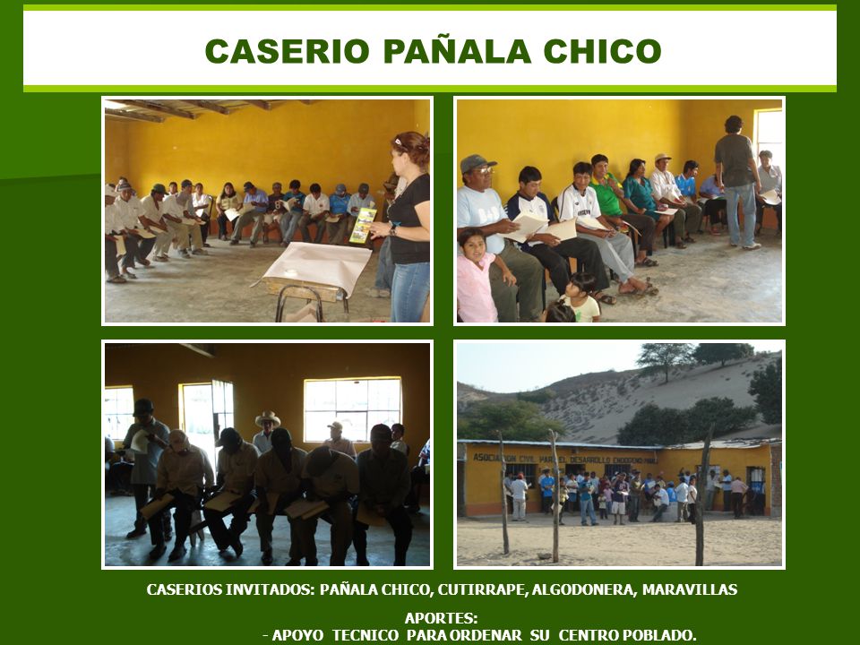 CASERIO PAÑALA CHICO CASERIOS INVITADOS: PAÑALA CHICO, CUTIRRAPE, ALGODONERA, MARAVILLAS. APORTES: