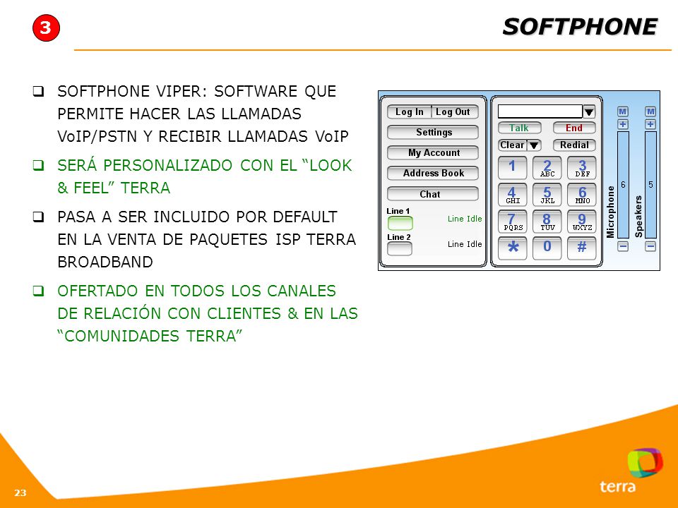 SOFTPHONE 3. SOFTPHONE VIPER: SOFTWARE QUE PERMITE HACER LAS LLAMADAS VoIP/PSTN Y RECIBIR LLAMADAS VoIP.