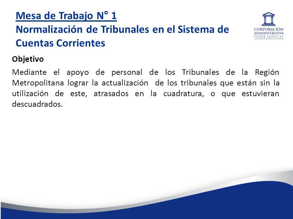 Normalización de Tribunales en el Sistema de Cuentas Corrientes