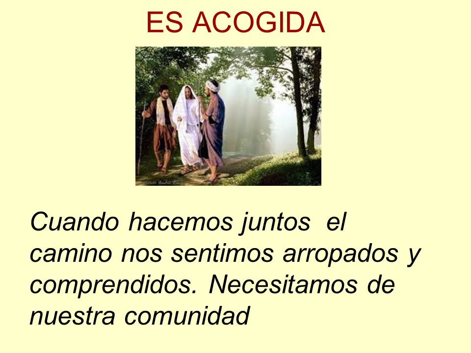 ES ACOGIDA Cuando hacemos juntos el camino nos sentimos arropados y comprendidos.