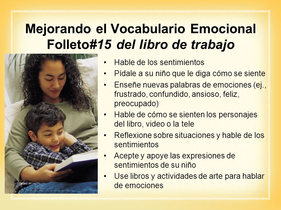 Mejorando el Vocabulario Emocional Folleto#15 del libro de trabajo