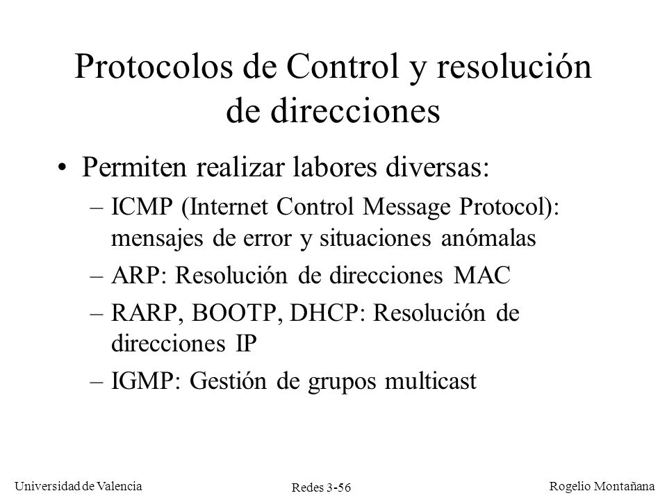 Protocolos de Control y resolución de direcciones