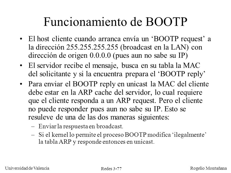 Funcionamiento de BOOTP