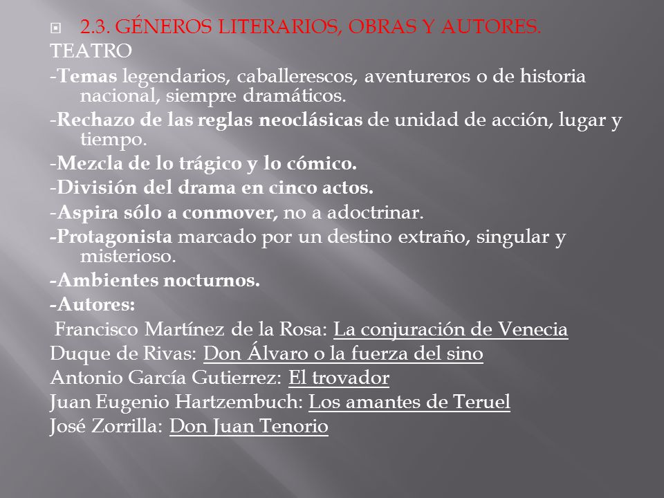 2.3. GÉNEROS LITERARIOS, OBRAS Y AUTORES.
