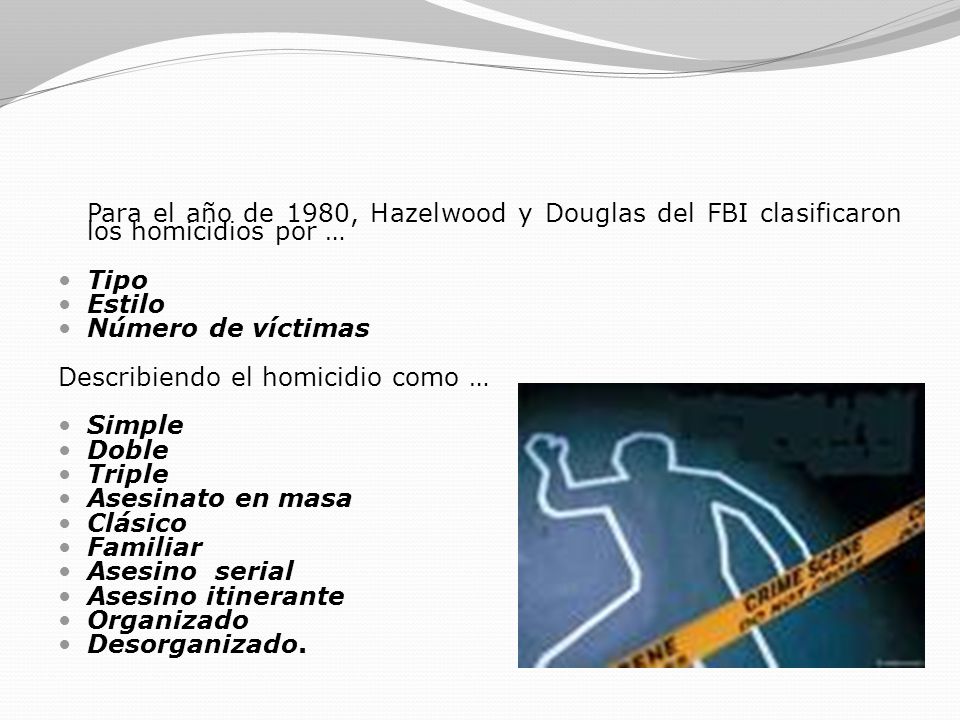 Para el año de 1980, Hazelwood y Douglas del FBI clasificaron los homicidios por …