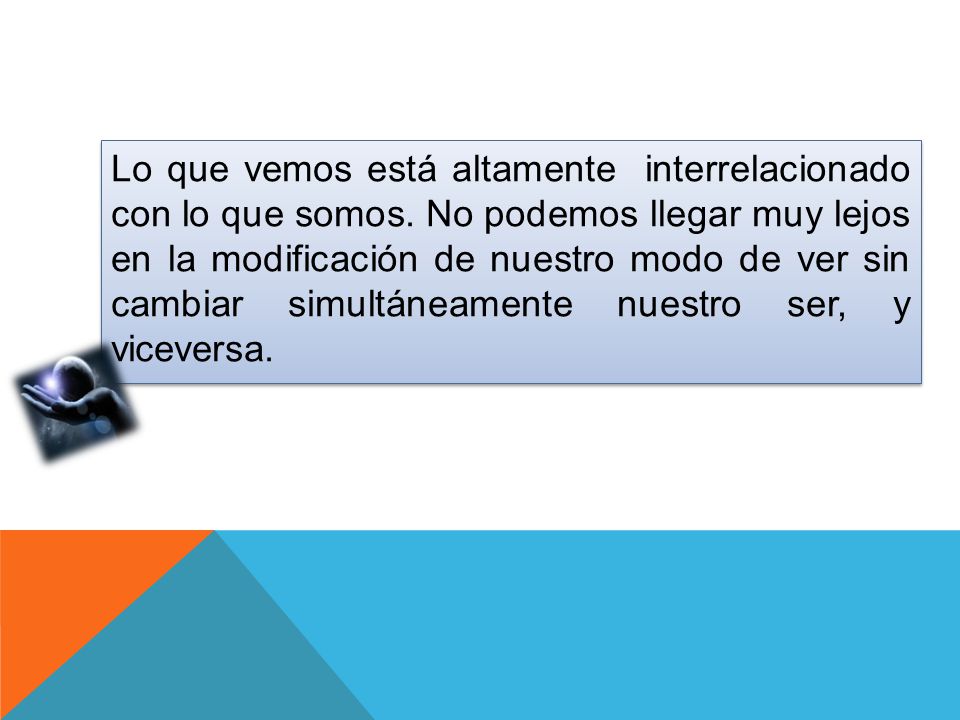 Lo que vemos está altamente interrelacionado con lo que somos