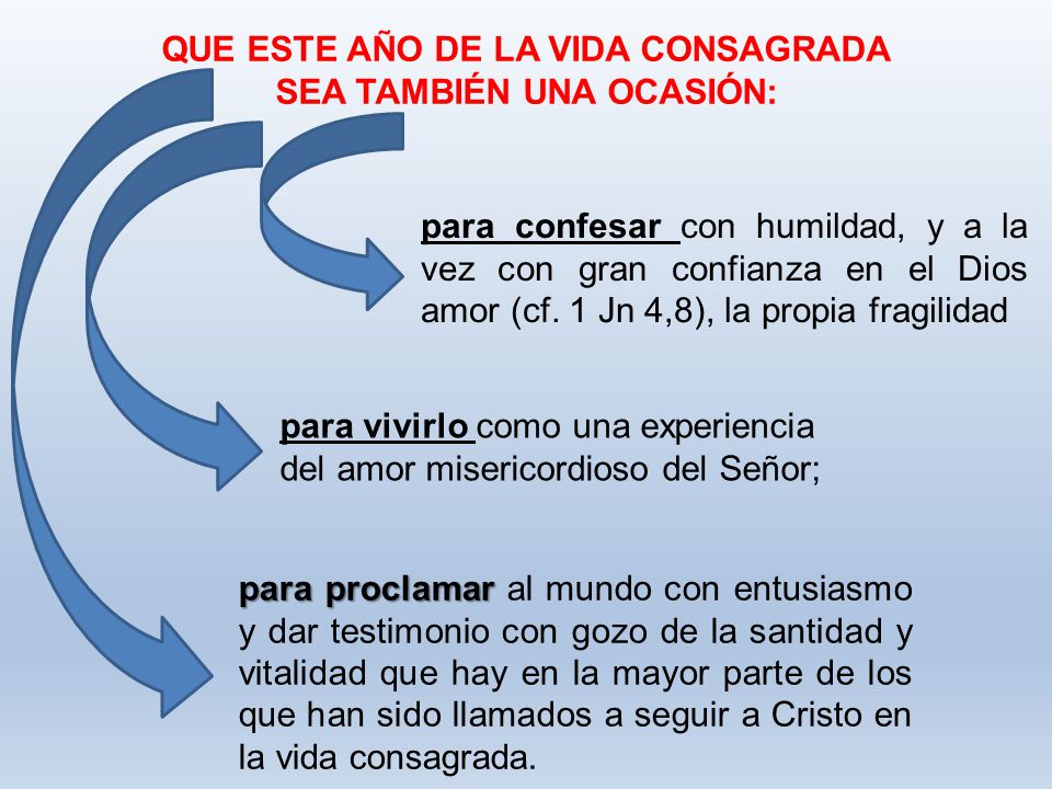 QUE ESTE AÑO DE LA VIDA CONSAGRADA SEA TAMBIÉN UNA OCASIÓN: