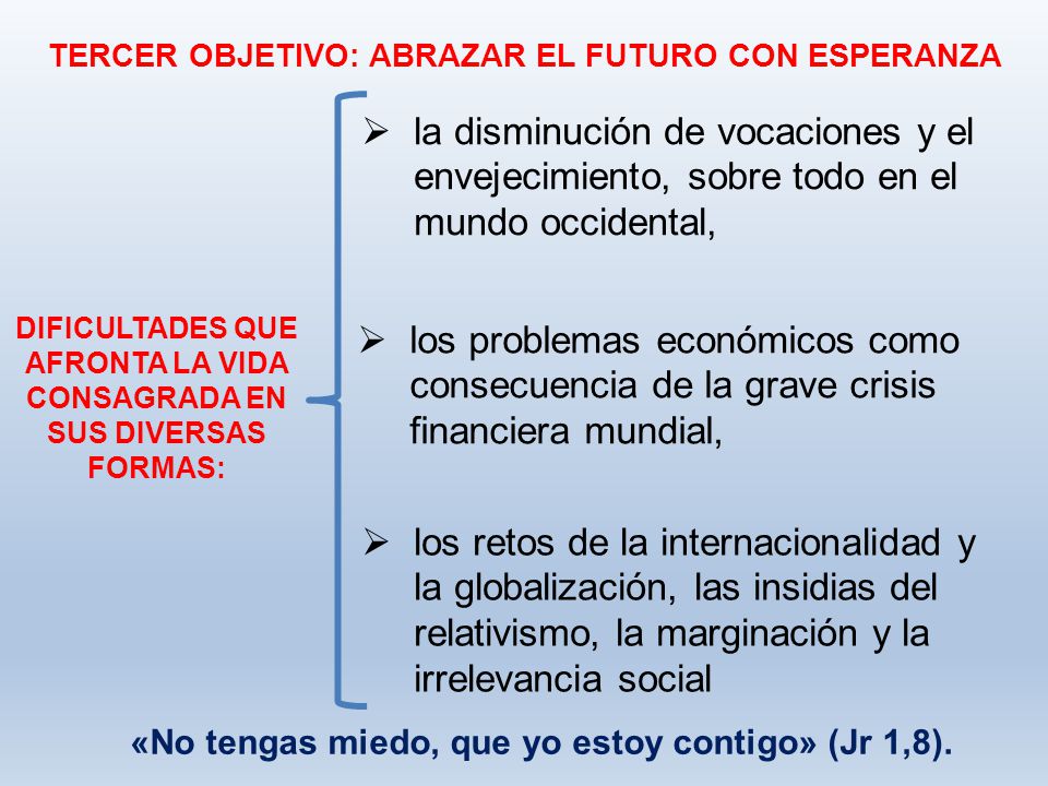 DIFICULTADES QUE AFRONTA LA VIDA CONSAGRADA EN SUS DIVERSAS FORMAS: