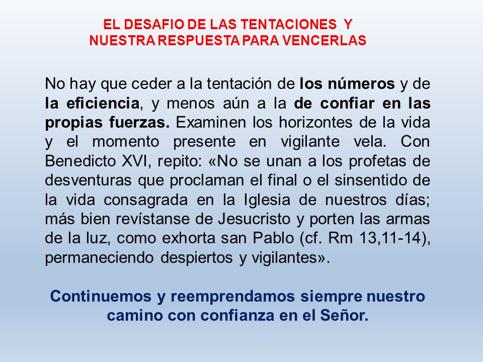 EL DESAFIO DE LAS TENTACIONES Y NUESTRA RESPUESTA PARA VENCERLAS