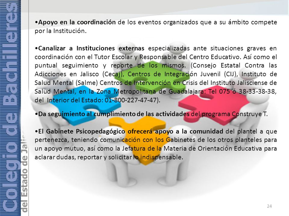 Apoyo en la coordinación de los eventos organizados que a su ámbito compete por la Institución.