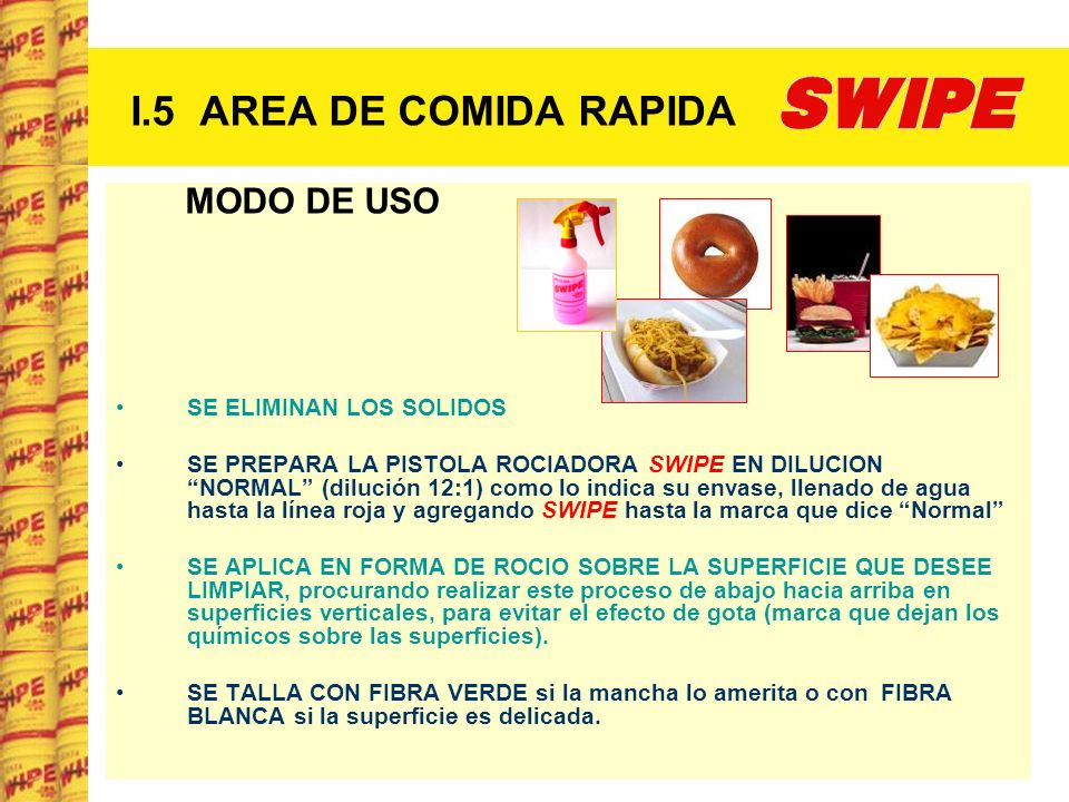 I.5 AREA DE COMIDA RAPIDA MODO DE USO SE ELIMINAN LOS SOLIDOS