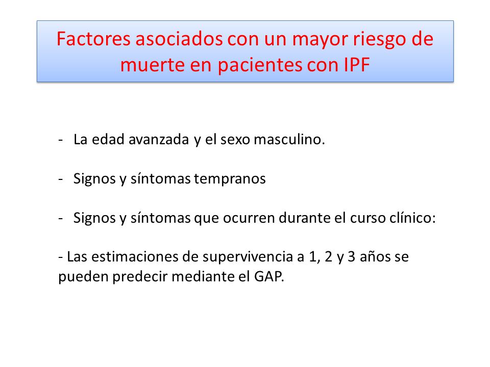Factores asociados con un mayor riesgo de muerte en pacientes con IPF