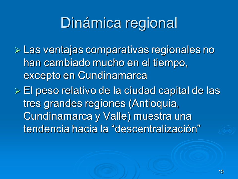 Dinámica regional Las ventajas comparativas regionales no han cambiado mucho en el tiempo, excepto en Cundinamarca.