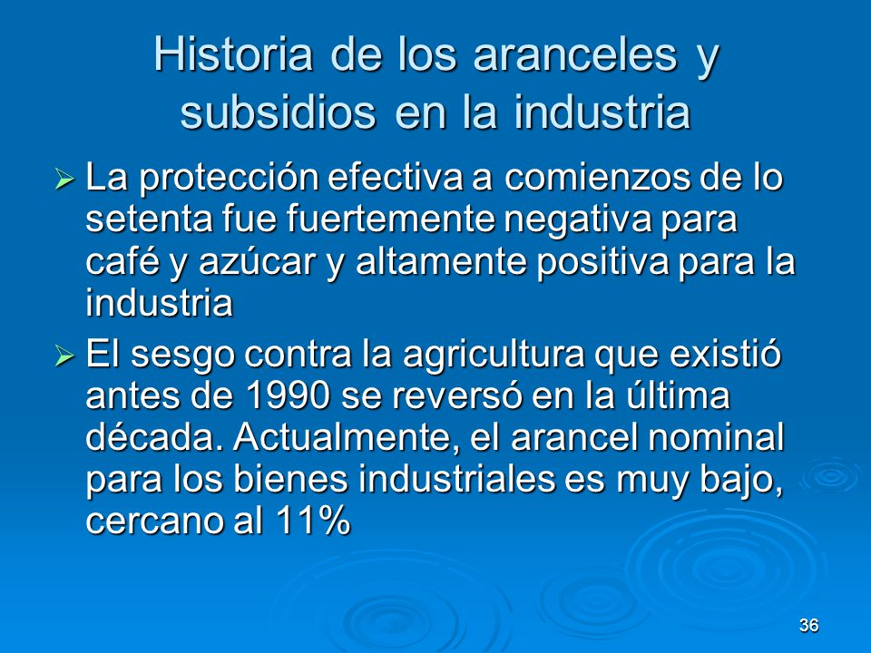 Historia de los aranceles y subsidios en la industria