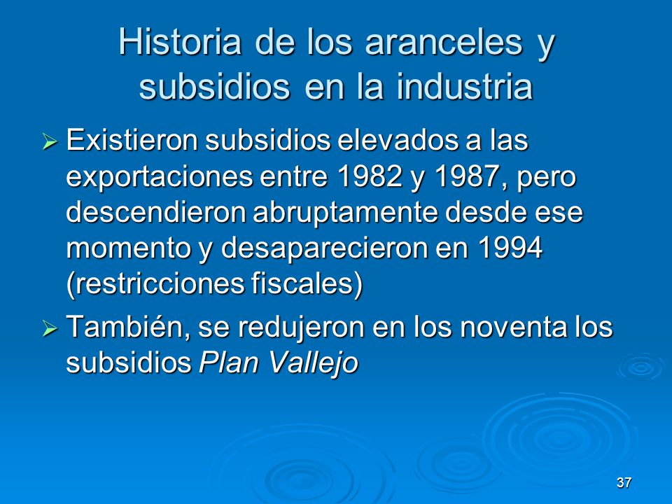 Historia de los aranceles y subsidios en la industria