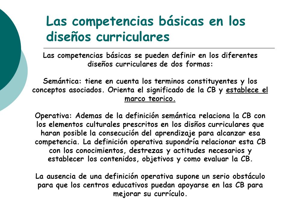 Las competencias básicas en los diseños curriculares