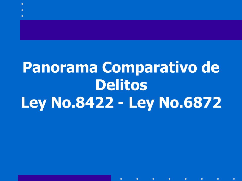 Panorama Comparativo de Delitos Ley No Ley No.6872